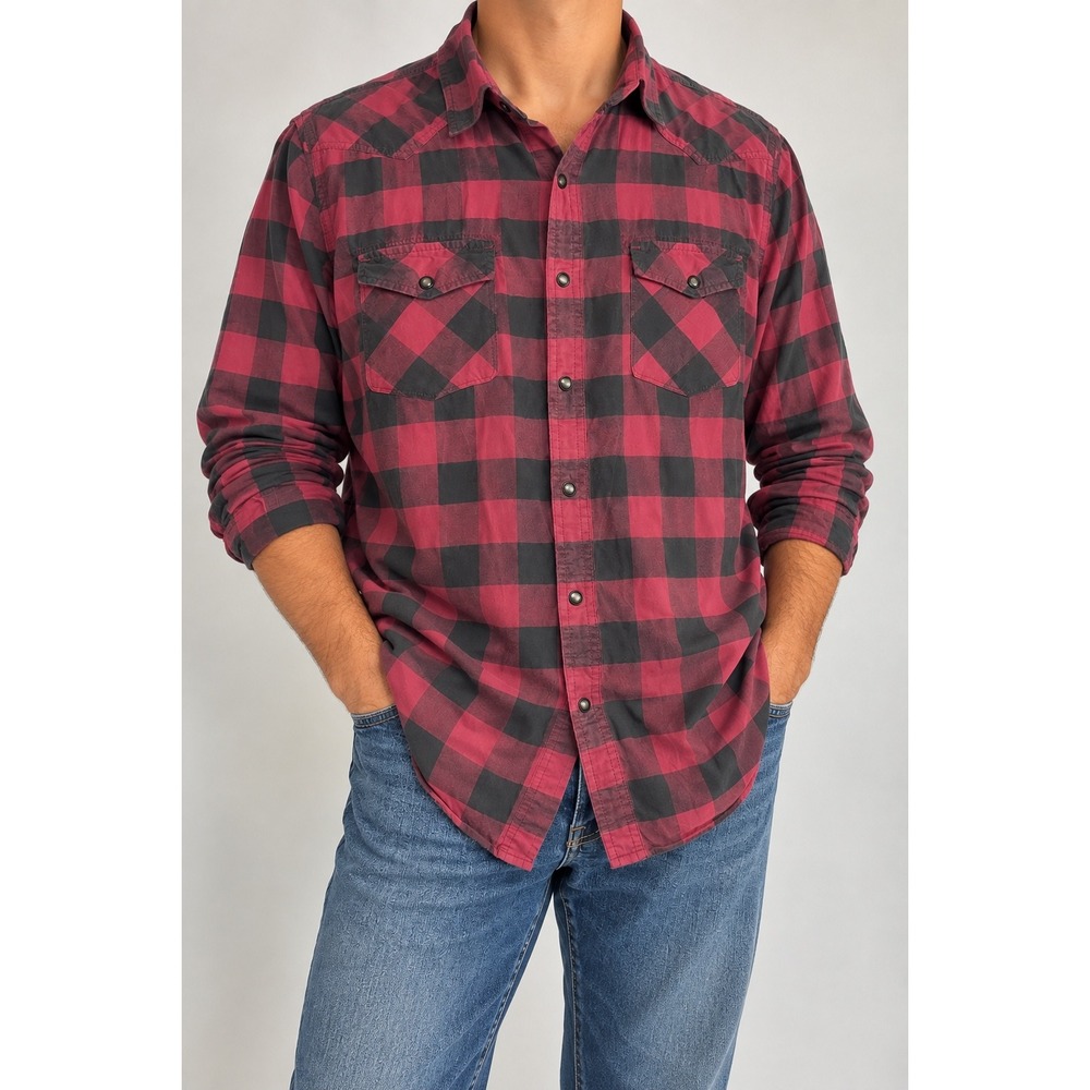 American Eagle Men's XL Plaid Shirt Western Grunge Utility